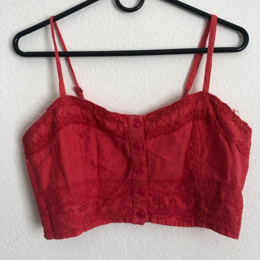 Orange Button Up Crop Top